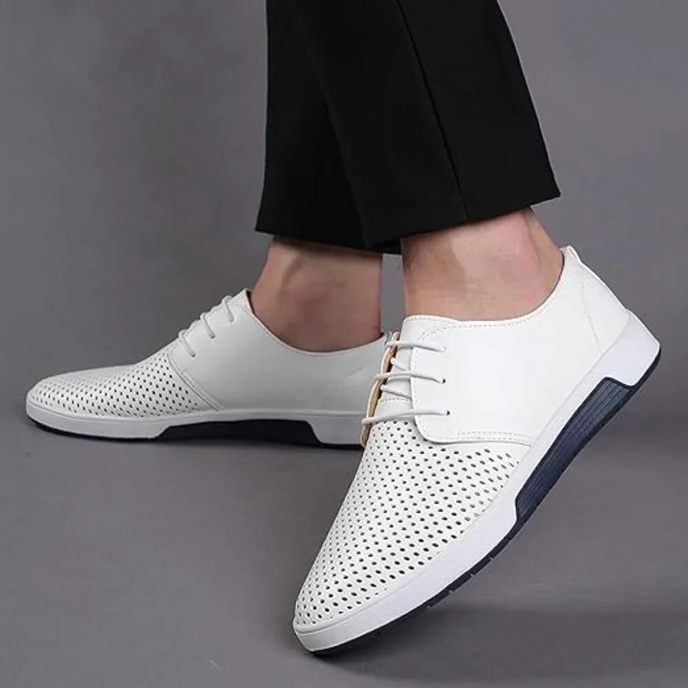 Santimon Men's US 7-10 White Casual Derby Shoes Breathable Non Slip‎ Sneakers